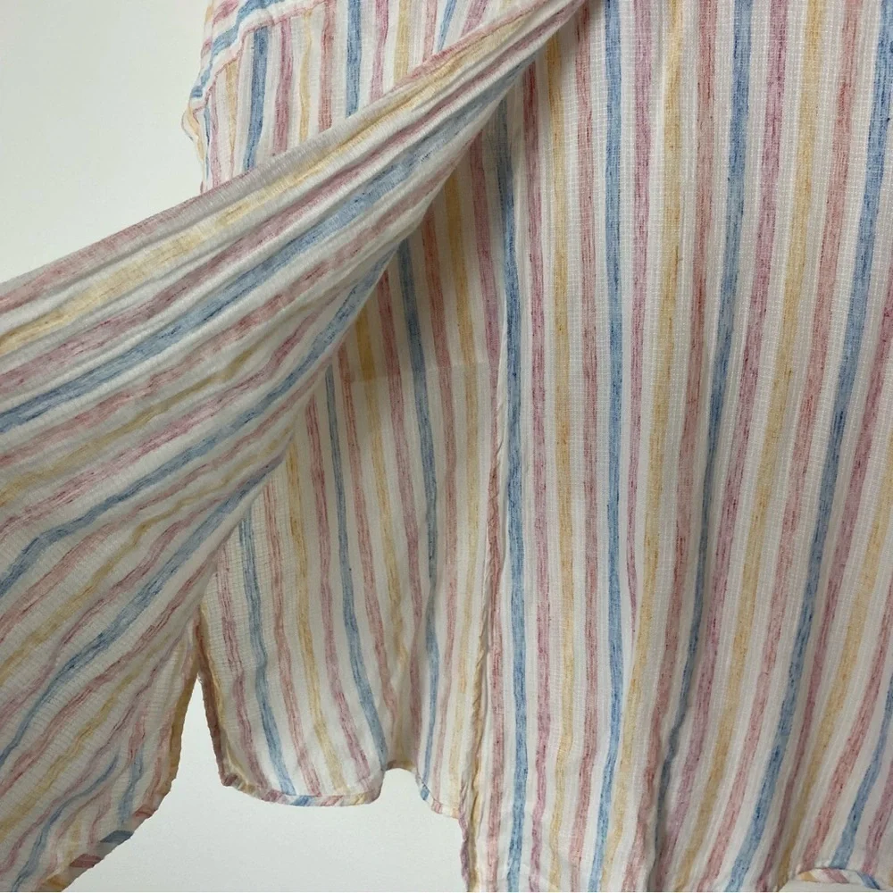 Lucky Brand Split Back Striped Button Front Lightweight Top - Picture 6 of 15